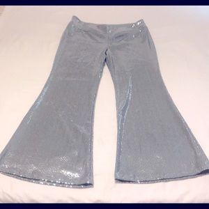 Silver Sequin Bell Bottom Disco Pants